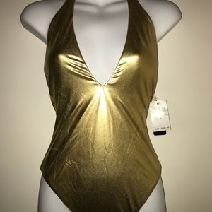 Purple label Ralph Lauren gold bathing suit.